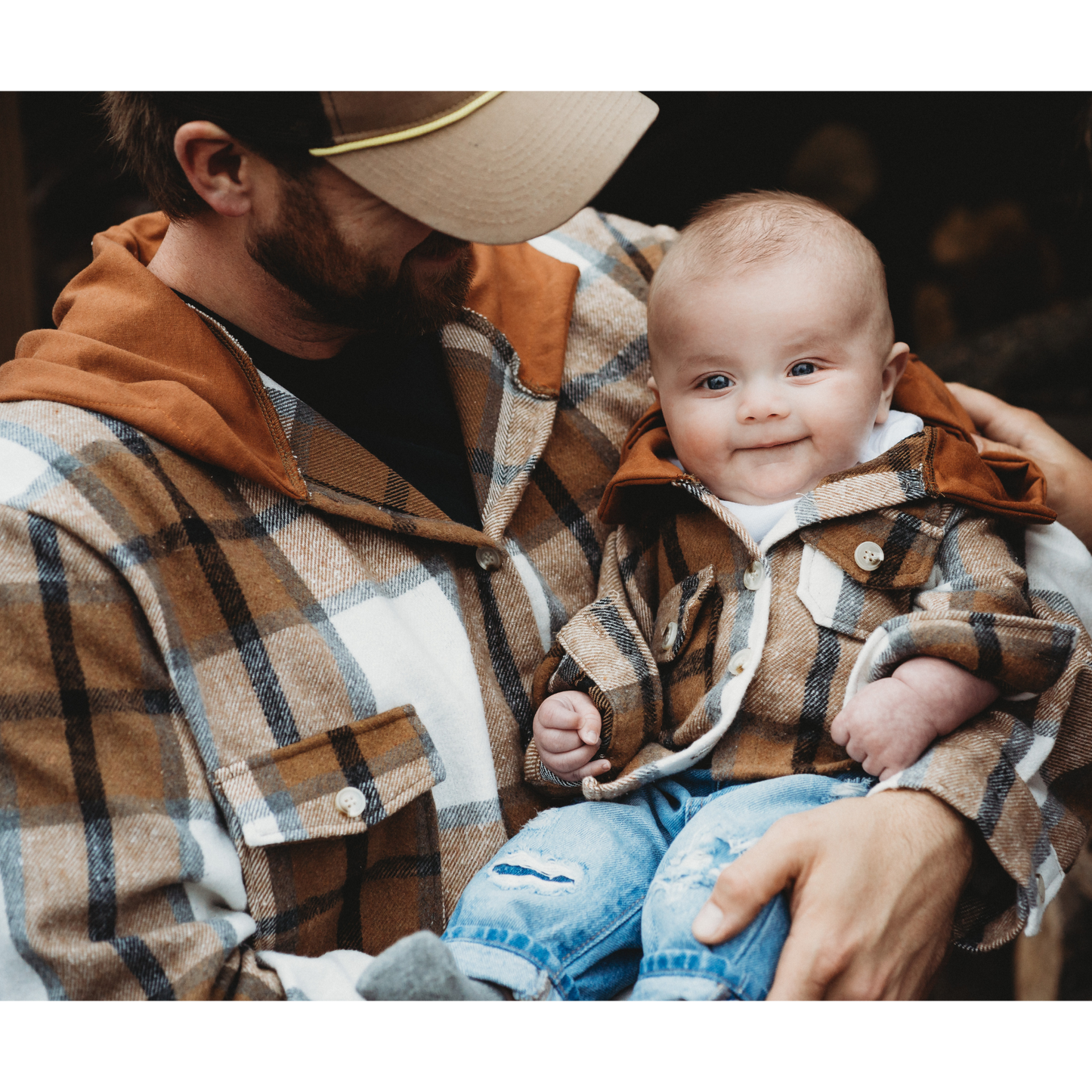 Brown + Gray Hooded Flannel | Adult