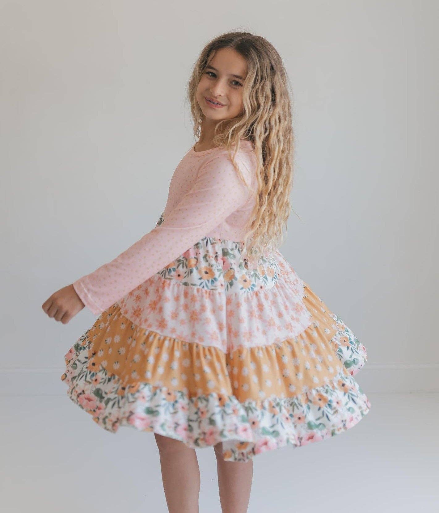 Avery Blush Floral Twirl Dress
