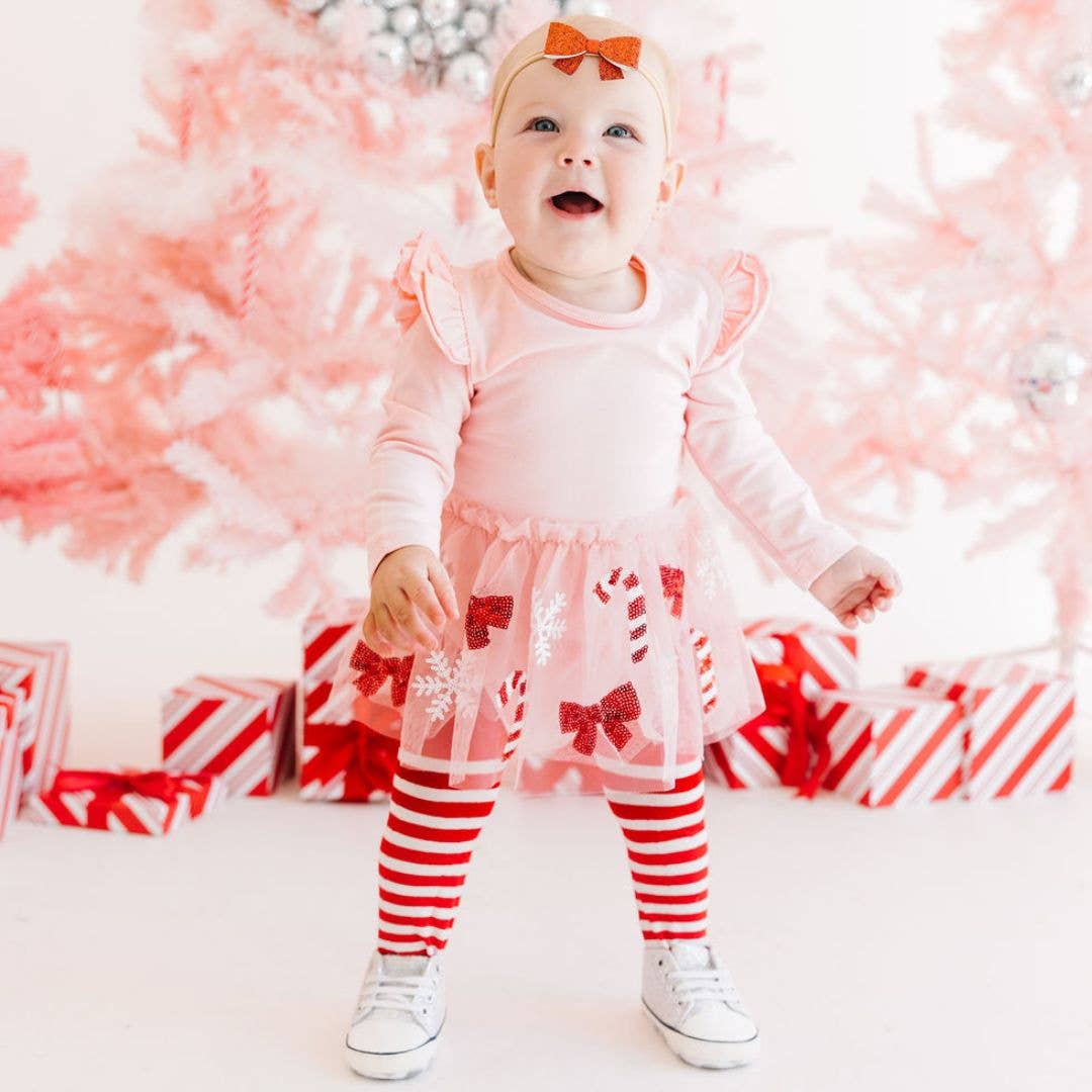 Candy Cane Long Sleeve Tutu Bodysuit