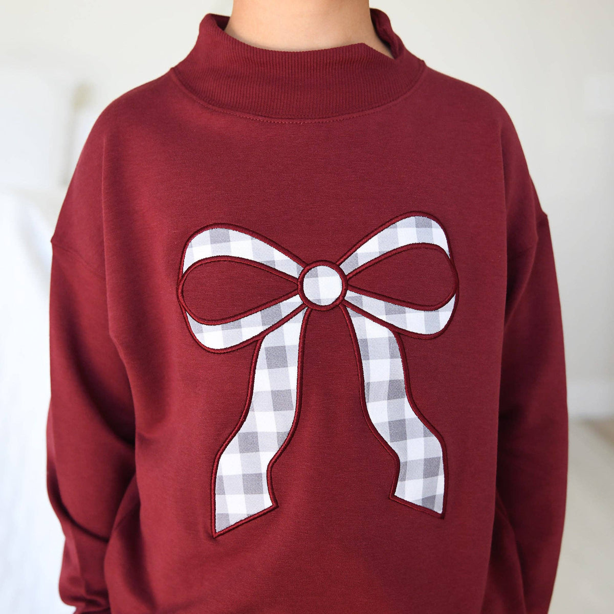 Mockneck Gingham Bow Set