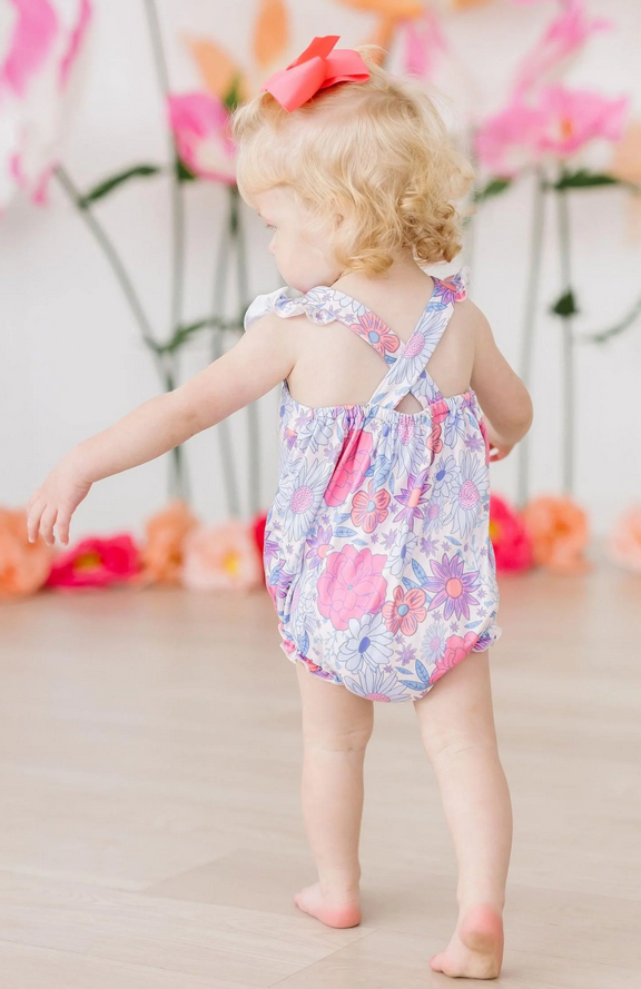 Sweet Springtime Ruffle Cross Back Romper