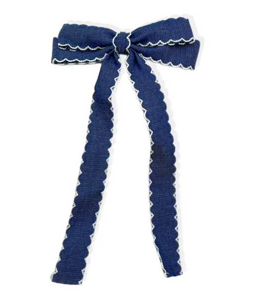 Denim Long Tail Bow