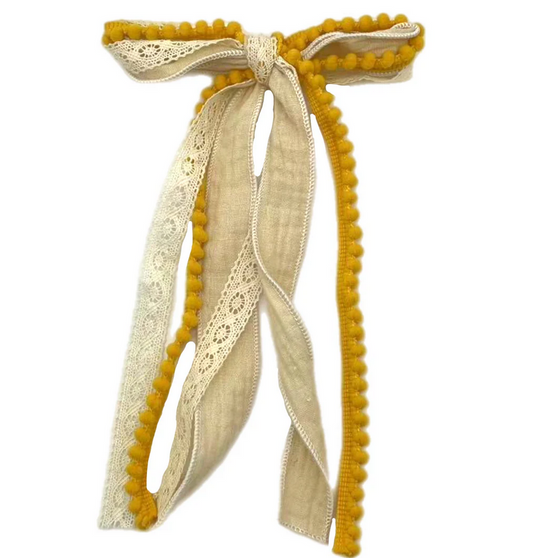 Beige Lace Ribbon Bow