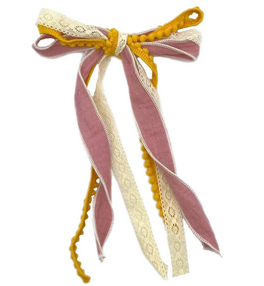 Dusty Mauve Lace Ribbon Bow