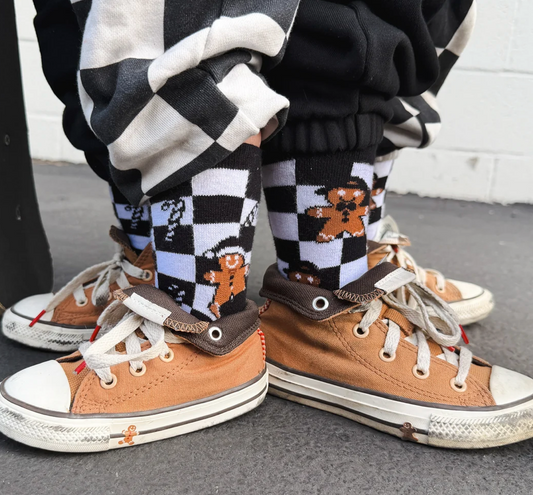 Gingerbread Checkmas Socks
