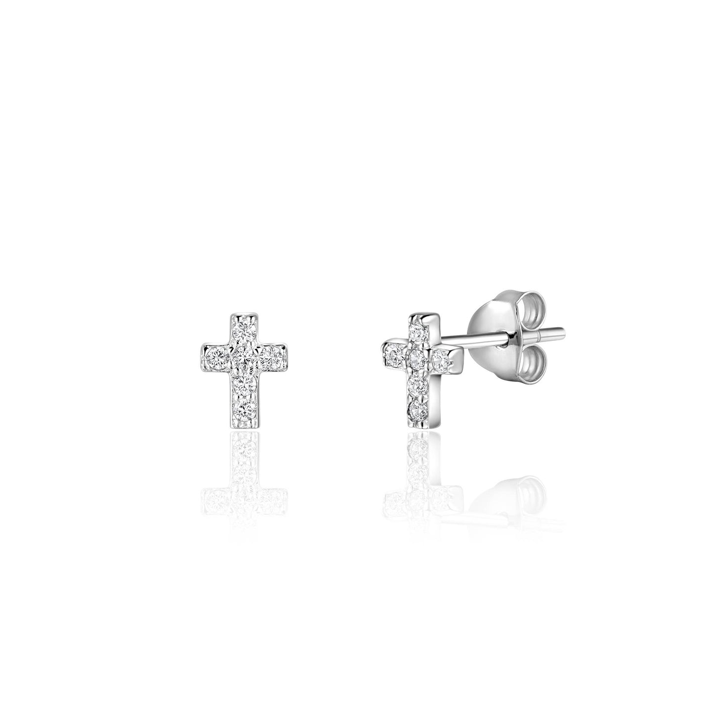 Cross Stud Earrings | Sterling Silver