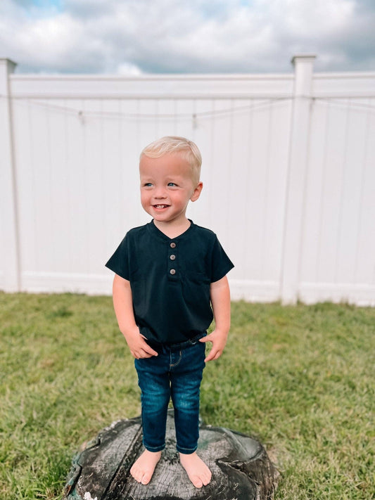 Boys Henley Tee | Black