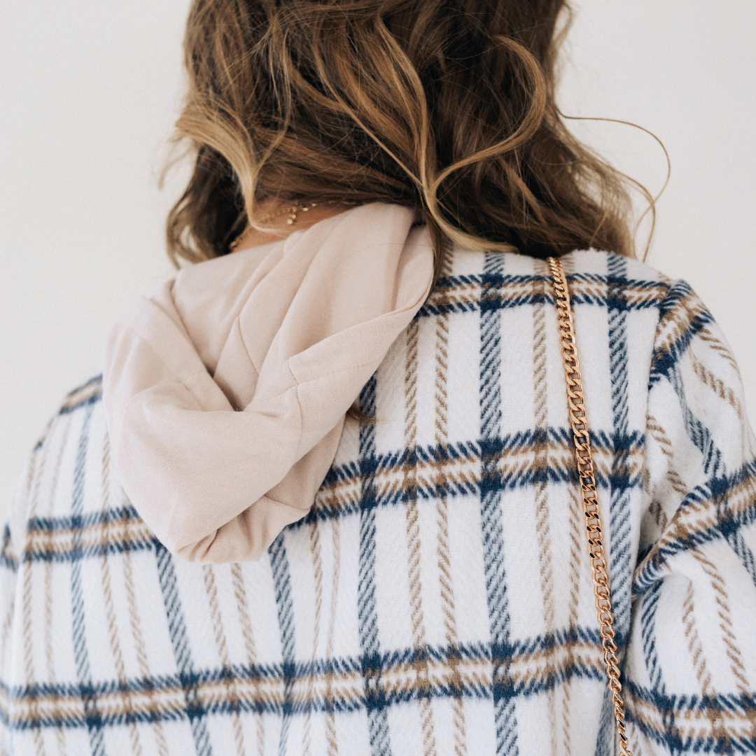 Cream & Navy Plaid Flannel | Adult