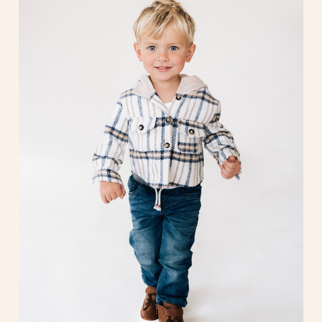 Cream & Navy Plaid Flannel | Child