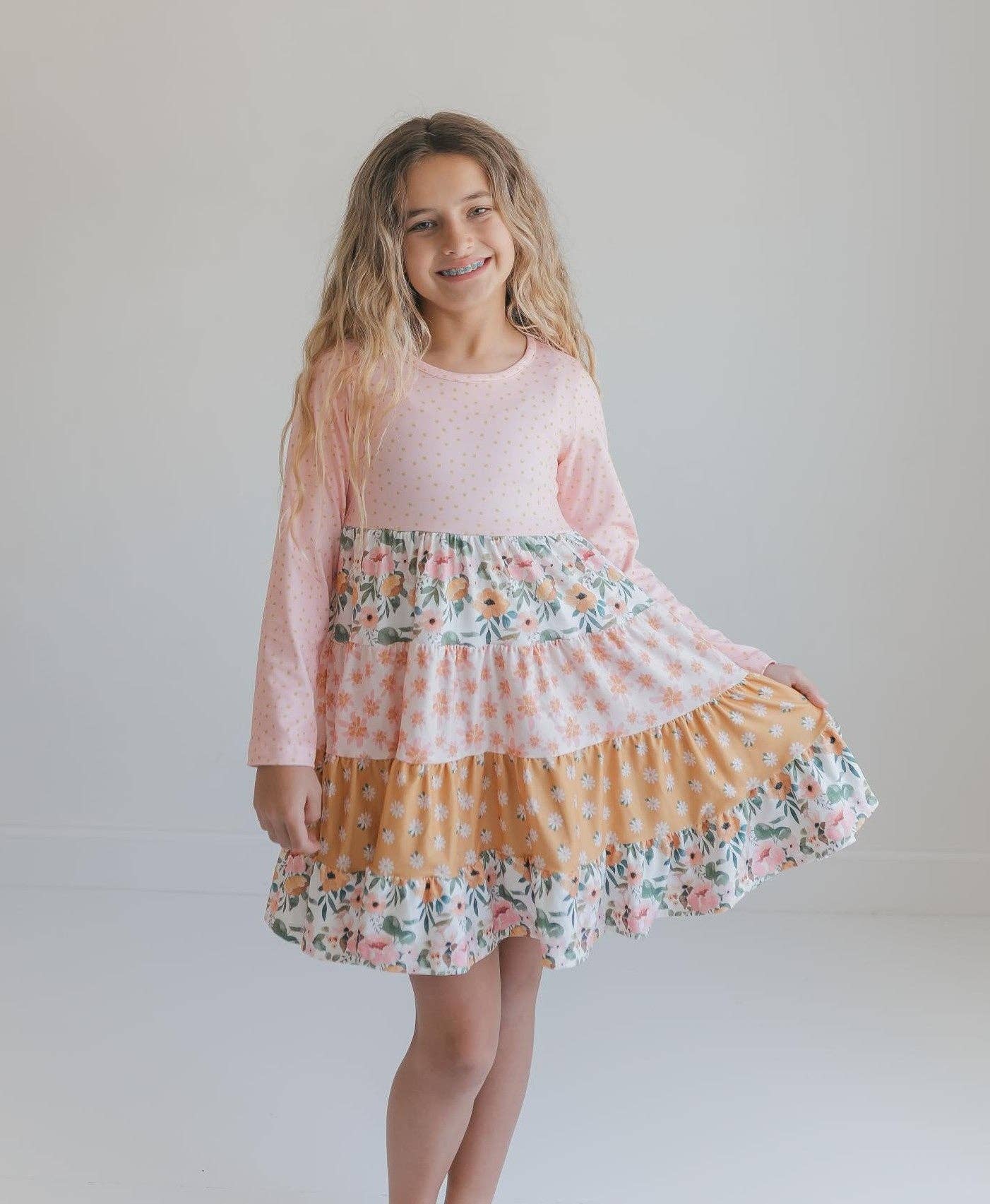 Avery Blush Floral Twirl Dress