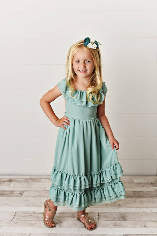 Mint Ruffle Back Dress