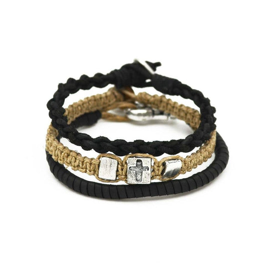 Mens Leather Bracelet | Cross