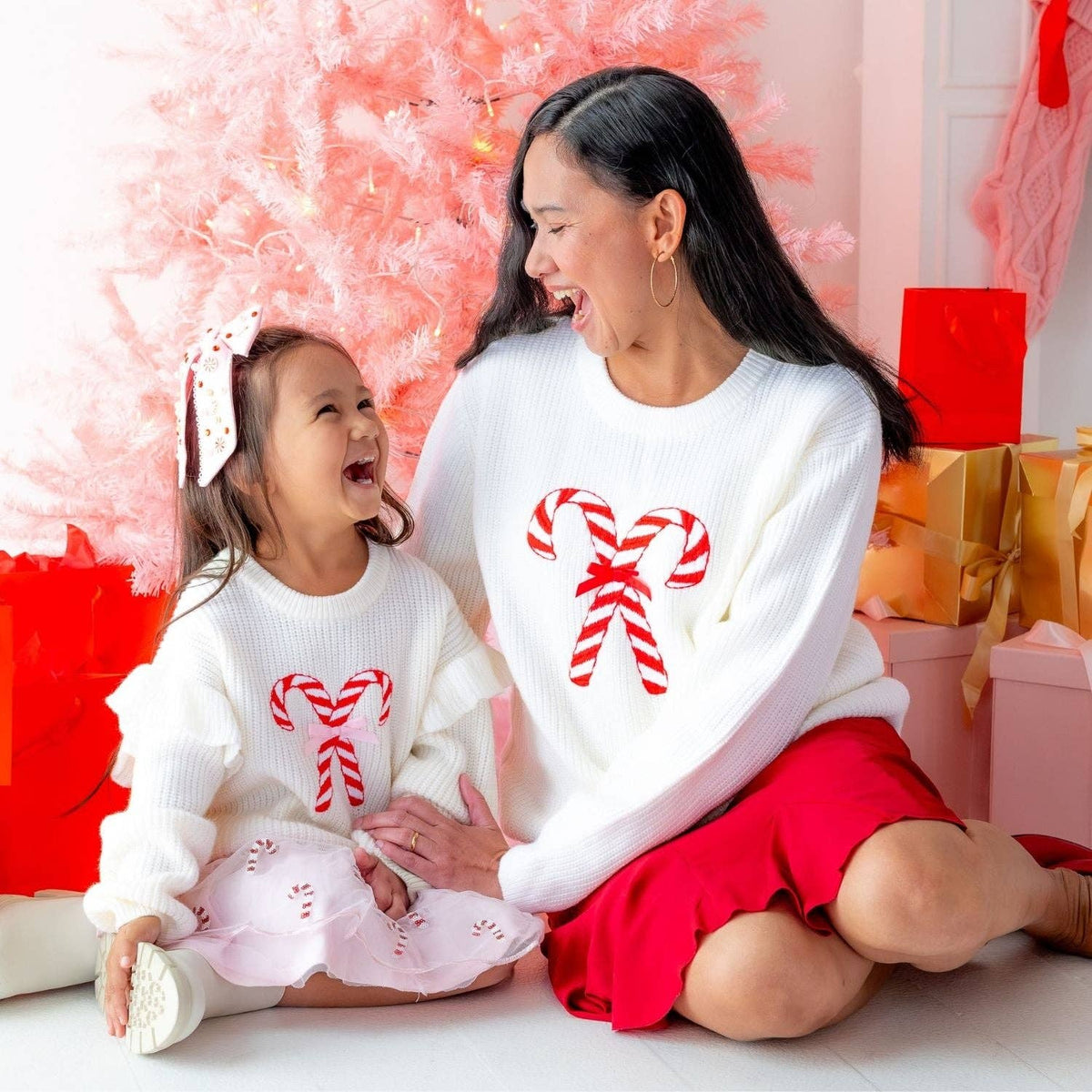Candy Cane Christmas Ruffle Sweater