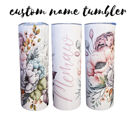 Floral Custom Name Tumbler