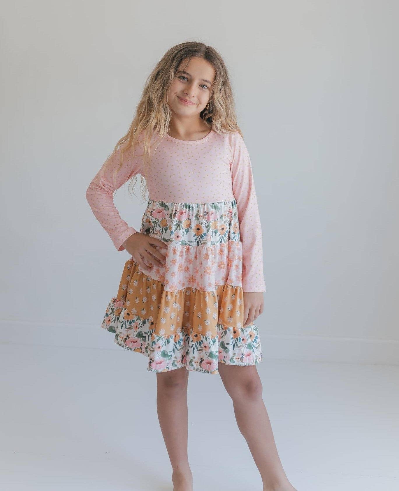 Avery Blush Floral Twirl Dress