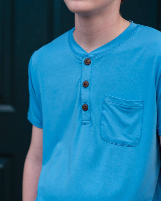 Boys Henley Tee: Blue