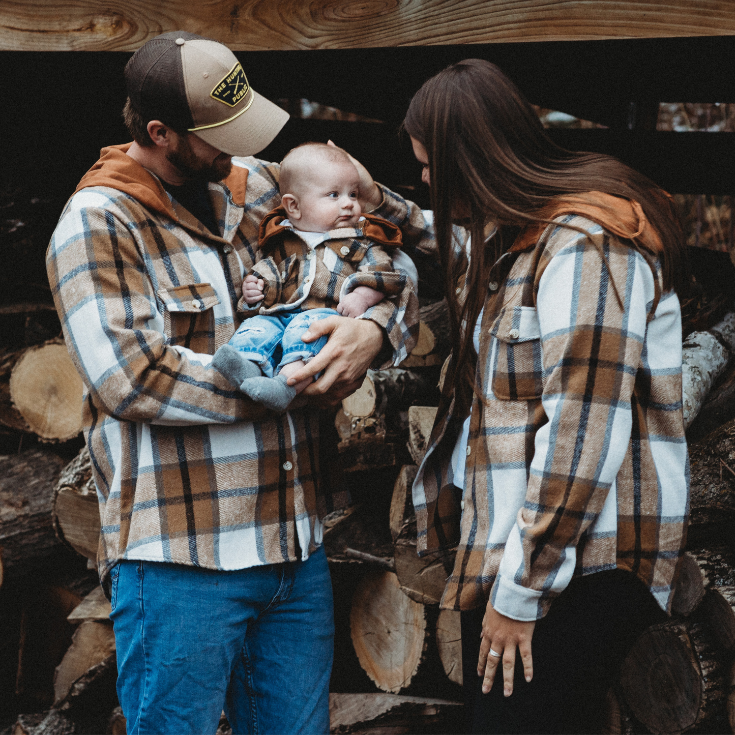 Brown + Gray Hooded Flannel | Adult