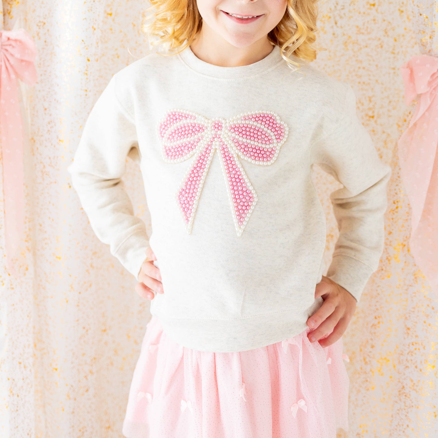 Pearl Bow Patch Sweatshirt