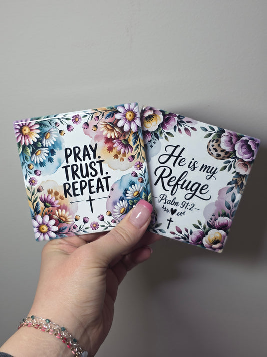 He Is My Refuge Coaster