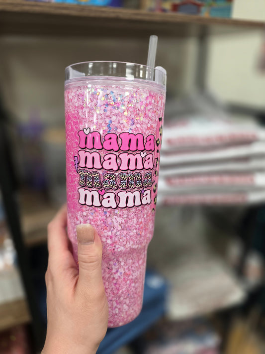 Mama Cheetah Snow Globe Tumbler