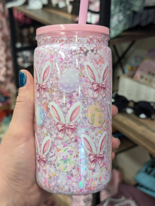 Bunny + Bows Snow Globe Tumbler