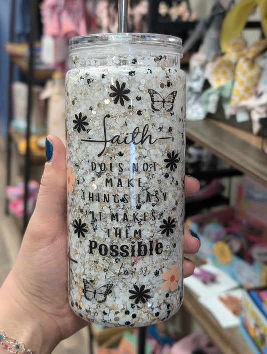 Faith Snow Globe Tumbler