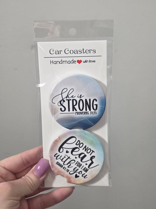 She Is Strong Car Coasters