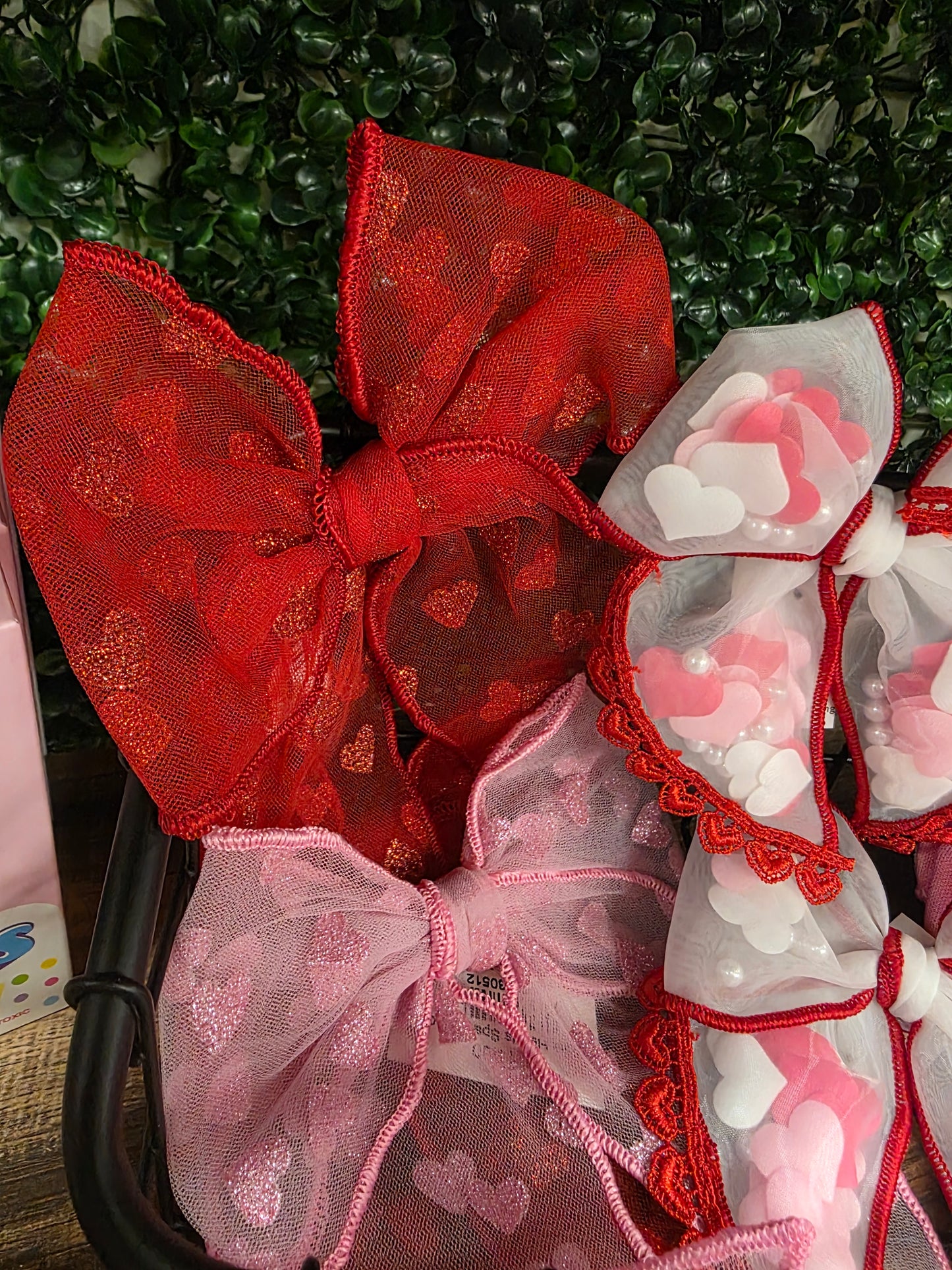 Red Hearts Sparkle Bow
