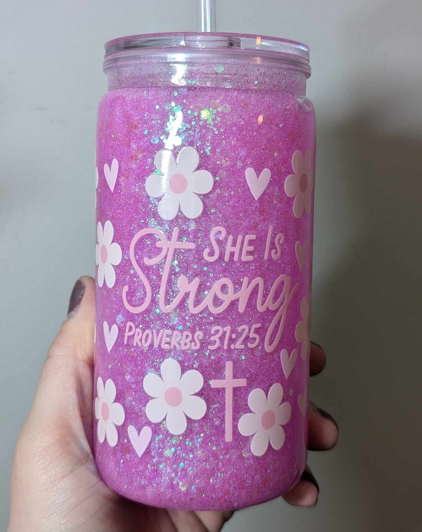 She Is Strong Snow Globe Tumbler