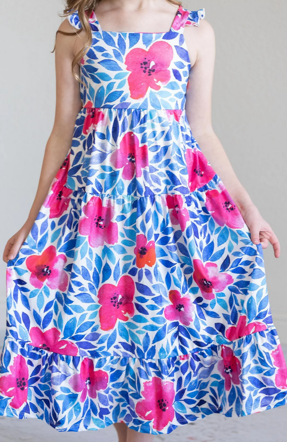 Vivid Garden Ruffle Maxi Dress